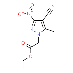 ChemSpider 2D Image | Ethyl (4-cyano-5-methyl-3-nitro-1H-pyrazol-1-yl)acetate | C9H10N4O4