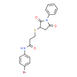 ChemSpider 2D Image | N-(4-Bromophenyl)-3-[(2,5-dioxo-1-phenyl-3-pyrrolidinyl)sulfanyl]propanamide | C19H17BrN2O3S