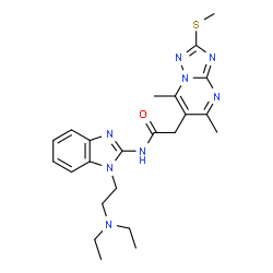 ChemSpider 2D Image | N-{1-[2-(Diethylamino)ethyl]-1H-benzimidazol-2-yl}-2-[5,7-dimethyl-2-(methylsulfanyl)[1,2,4]triazolo[1,5-a]pyrimidin-6-yl]acetamide | C23H30N8OS