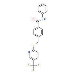 ChemSpider 2D Image | N-Phenyl-4-({[5-(trifluoromethyl)-2-pyridinyl]sulfanyl}methyl)benzamide | C20H15F3N2OS