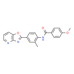 ChemSpider 2D Image | 4-Methoxy-N-[2-methyl-4-([1,3]oxazolo[4,5-b]pyridin-2-yl)phenyl]benzamide | C21H17N3O3