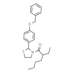 ChemSpider 2D Image | 1-{2-[4-(Benzyloxy)phenyl]-1,3-thiazolidin-3-yl}-2-ethyl-1-hexanone | C24H31NO2S