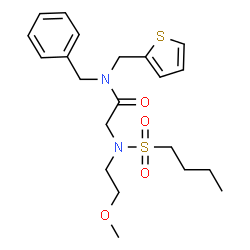 ChemSpider 2D Image | N-Benzyl-N~2~-(butylsulfonyl)-N~2~-(2-methoxyethyl)-N-(2-thienylmethyl)glycinamide | C21H30N2O4S2