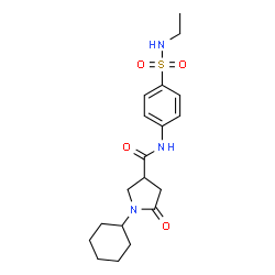 ChemSpider 2D Image | 1-Cyclohexyl-N-[4-(ethylsulfamoyl)phenyl]-5-oxo-3-pyrrolidinecarboxamide | C19H27N3O4S