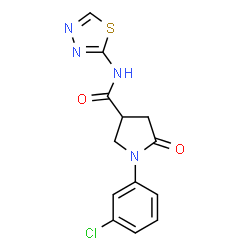 ChemSpider 2D Image | 1-(3-Chlorophenyl)-5-oxo-N-(1,3,4-thiadiazol-2-yl)-3-pyrrolidinecarboxamide | C13H11ClN4O2S