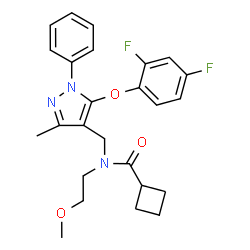ChemSpider 2D Image | N-{[5-(2,4-Difluorophenoxy)-3-methyl-1-phenyl-1H-pyrazol-4-yl]methyl}-N-(2-methoxyethyl)cyclobutanecarboxamide | C25H27F2N3O3