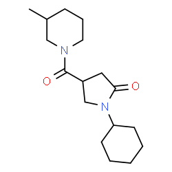 ChemSpider 2D Image | 1-Cyclohexyl-4-[(3-methyl-1-piperidinyl)carbonyl]-2-pyrrolidinone | C17H28N2O2
