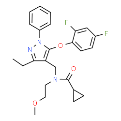 ChemSpider 2D Image | N-{[5-(2,4-Difluorophenoxy)-3-ethyl-1-phenyl-1H-pyrazol-4-yl]methyl}-N-(2-methoxyethyl)cyclopropanecarboxamide | C25H27F2N3O3