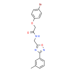 ChemSpider 2D Image | 2-(4-Bromo-phenoxy)-N-(3-m-tolyl-[1,2,4]oxadiazol-5-ylmethyl)-acetamide | C18H16BrN3O3