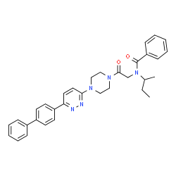 ChemSpider 2D Image | N-(2-{4-[6-(4-Biphenylyl)-3-pyridazinyl]-1-piperazinyl}-2-oxoethyl)-N-sec-butylbenzamide | C33H35N5O2
