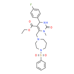 ChemSpider 2D Image | Ethyl 4-(4-fluorophenyl)-1-methyl-2-oxo-6-{[4-(phenylsulfonyl)-1,4-diazepan-1-yl]methyl}-1,2,3,4-tetrahydro-5-pyrimidinecarboxylate | C26H31FN4O5S
