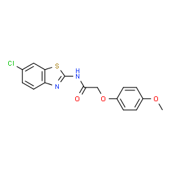 ChemSpider 2D Image | N-(6-Chloro-1,3-benzothiazol-2-yl)-2-(4-methoxyphenoxy)acetamide | C16H13ClN2O3S