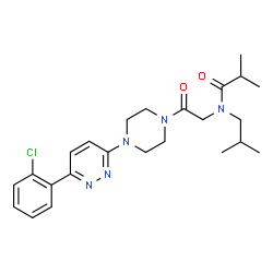 ChemSpider 2D Image | N-(2-{4-[6-(2-Chlorophenyl)-3-pyridazinyl]-1-piperazinyl}-2-oxoethyl)-N-isobutyl-2-methylpropanamide | C24H32ClN5O2