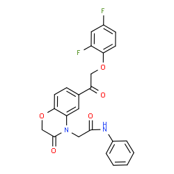 ChemSpider 2D Image | 2-{6-[(2,4-Difluorophenoxy)acetyl]-3-oxo-2,3-dihydro-4H-1,4-benzoxazin-4-yl}-N-phenylacetamide | C24H18F2N2O5