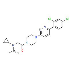 ChemSpider 2D Image | N-Cyclopropyl-N-(2-{4-[6-(2,4-dichlorophenyl)-3-pyridazinyl]-1-piperazinyl}-2-oxoethyl)acetamide | C21H23Cl2N5O2
