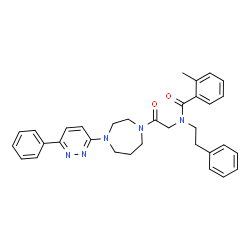 ChemSpider 2D Image | 2-Methyl-N-{2-oxo-2-[4-(6-phenyl-3-pyridazinyl)-1,4-diazepan-1-yl]ethyl}-N-(2-phenylethyl)benzamide | C33H35N5O2