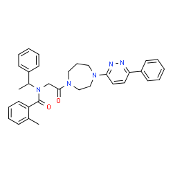 ChemSpider 2D Image | 2-Methyl-N-{2-oxo-2-[4-(6-phenyl-3-pyridazinyl)-1,4-diazepan-1-yl]ethyl}-N-(1-phenylethyl)benzamide | C33H35N5O2