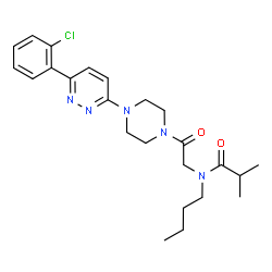 ChemSpider 2D Image | N-Butyl-N-(2-{4-[6-(2-chlorophenyl)-3-pyridazinyl]-1-piperazinyl}-2-oxoethyl)-2-methylpropanamide | C24H32ClN5O2