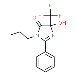 ChemSpider 2D Image | 5-Hydroxy-2-phenyl-3-propyl-5-(trifluoromethyl)-3,5-dihydro-4H-imidazol-4-one | C13H13F3N2O2