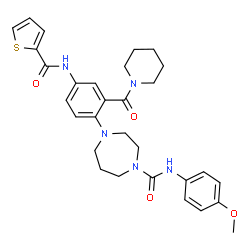 ChemSpider 2D Image | N-(4-Methoxyphenyl)-4-{2-(1-piperidinylcarbonyl)-4-[(2-thienylcarbonyl)amino]phenyl}-1,4-diazepane-1-carboxamide | C30H35N5O4S