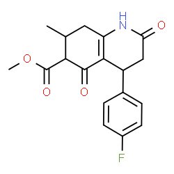 ChemSpider 2D Image | Methyl 4-(4-fluorophenyl)-7-methyl-2,5-dioxo-1,2,3,4,5,6,7,8-octahydro-6-quinolinecarboxylate | C18H18FNO4
