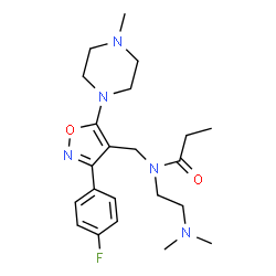 ChemSpider 2D Image | N-[2-(Dimethylamino)ethyl]-N-{[3-(4-fluorophenyl)-5-(4-methyl-1-piperazinyl)-1,2-oxazol-4-yl]methyl}propanamide | C22H32FN5O2