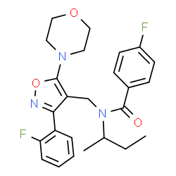 ChemSpider 2D Image | N-sec-Butyl-4-fluoro-N-{[3-(2-fluorophenyl)-5-(4-morpholinyl)-1,2-oxazol-4-yl]methyl}benzamide | C25H27F2N3O3