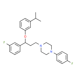 ChemSpider 2D Image | 1-(4-Fluorophenyl)-4-[3-(3-fluorophenyl)-3-(3-isopropylphenoxy)propyl]piperazine | C28H32F2N2O