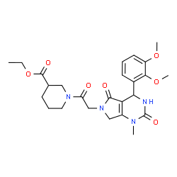 ChemSpider 2D Image | Ethyl 1-{[4-(2,3-dimethoxyphenyl)-1-methyl-2,5-dioxo-1,2,3,4,5,7-hexahydro-6H-pyrrolo[3,4-d]pyrimidin-6-yl]acetyl}-3-piperidinecarboxylate | C25H32N4O7