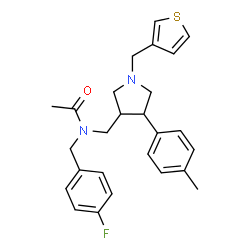 ChemSpider 2D Image | N-(4-Fluorobenzyl)-N-{[4-(4-methylphenyl)-1-(3-thienylmethyl)-3-pyrrolidinyl]methyl}acetamide | C26H29FN2OS