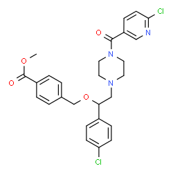 ChemSpider 2D Image | Methyl 4-{[1-(4-chlorophenyl)-2-{4-[(6-chloro-3-pyridinyl)carbonyl]-1-piperazinyl}ethoxy]methyl}benzoate | C27H27Cl2N3O4