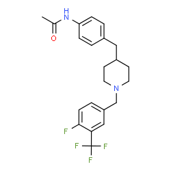ChemSpider 2D Image | N-[4-({1-[4-Fluoro-3-(trifluoromethyl)benzyl]-4-piperidinyl}methyl)phenyl]acetamide | C22H24F4N2O