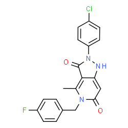 ChemSpider 2D Image | 2-(4-Chlorophenyl)-5-(4-fluorobenzyl)-4-methyl-1H-pyrazolo[4,3-c]pyridine-3,6(2H,5H)-dione | C20H15ClFN3O2