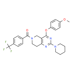 ChemSpider 2D Image | [4-(4-Methoxyphenoxy)-2-(1-piperidinyl)-7,8-dihydropyrido[4,3-d]pyrimidin-6(5H)-yl][4-(trifluoromethyl)phenyl]methanone | C27H27F3N4O3
