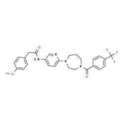 ChemSpider 2D Image | 2-(4-Methoxyphenyl)-N-(6-{4-[4-(trifluoromethyl)benzoyl]-1,4-diazepan-1-yl}-3-pyridinyl)acetamide | C27H27F3N4O3