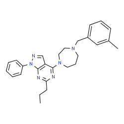 ChemSpider 2D Image | 4-[4-(3-Methylbenzyl)-1,4-diazepan-1-yl]-1-phenyl-6-propyl-1H-pyrazolo[3,4-d]pyrimidine | C27H32N6