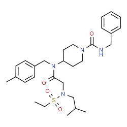 ChemSpider 2D Image | N-Benzyl-4-{[N-(ethylsulfonyl)-N-isobutylglycyl](4-methylbenzyl)amino}-1-piperidinecarboxamide | C29H42N4O4S