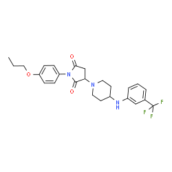 ChemSpider 2D Image | 1-(4-Propoxyphenyl)-3-(4-{[3-(trifluoromethyl)phenyl]amino}-1-piperidinyl)-2,5-pyrrolidinedione | C25H28F3N3O3
