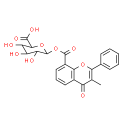ChemSpider 2D Image | 1-O-[(3-Methyl-4-oxo-2-phenyl-4H-chromen-8-yl)carbonyl]hexopyranuronic acid | C23H20O10