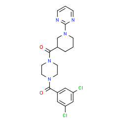 ChemSpider 2D Image | [4-(3,5-Dichlorobenzoyl)-1-piperazinyl][1-(2-pyrimidinyl)-3-piperidinyl]methanone | C21H23Cl2N5O2