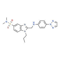 ChemSpider 2D Image | N,N-Dimethyl-1-propyl-2-({[4-(2H-1,2,3-triazol-2-yl)phenyl]amino}methyl)-1H-benzimidazole-5-sulfonamide | C21H25N7O2S