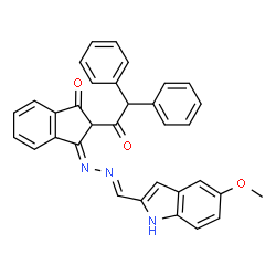 ChemSpider 2D Image | (3E)-2-(Diphenylacetyl)-3-{(2E)-[(5-methoxy-1H-indol-2-yl)methylene]hydrazono}-1-indanone | C33H25N3O3