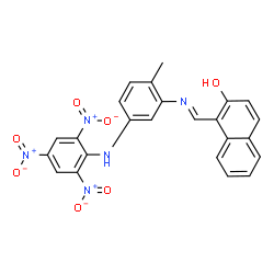 ChemSpider 2D Image | 1-[(E)-({2-Methyl-5-[(2,4,6-trinitrophenyl)amino]phenyl}imino)methyl]-2-naphthol | C24H17N5O7