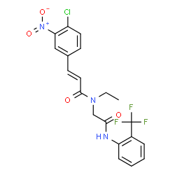 ChemSpider 2D Image | (2E)-3-(4-Chloro-3-nitrophenyl)-N-ethyl-N-(2-oxo-2-{[2-(trifluoromethyl)phenyl]amino}ethyl)acrylamide | C20H17ClF3N3O4