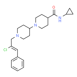 ChemSpider 2D Image | 1'-[(2Z)-2-Chloro-3-phenyl-2-propen-1-yl]-N-cyclopropyl-1,4'-bipiperidine-4-carboxamide | C23H32ClN3O