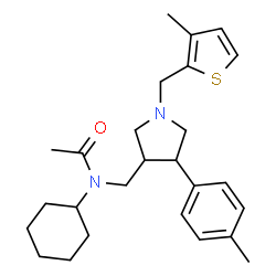 ChemSpider 2D Image | N-Cyclohexyl-N-({4-(4-methylphenyl)-1-[(3-methyl-2-thienyl)methyl]-3-pyrrolidinyl}methyl)acetamide | C26H36N2OS