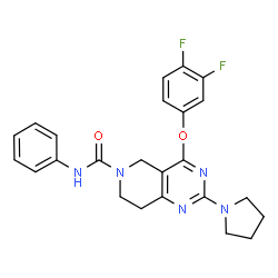 ChemSpider 2D Image | 4-(3,4-Difluorophenoxy)-N-phenyl-2-(1-pyrrolidinyl)-7,8-dihydropyrido[4,3-d]pyrimidine-6(5H)-carboxamide | C24H23F2N5O2