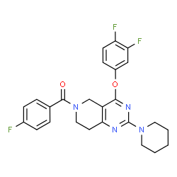 ChemSpider 2D Image | [4-(3,4-Difluorophenoxy)-2-(1-piperidinyl)-7,8-dihydropyrido[4,3-d]pyrimidin-6(5H)-yl](4-fluorophenyl)methanone | C25H23F3N4O2