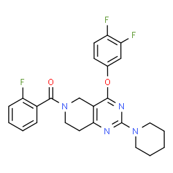 ChemSpider 2D Image | [4-(3,4-Difluorophenoxy)-2-(1-piperidinyl)-7,8-dihydropyrido[4,3-d]pyrimidin-6(5H)-yl](2-fluorophenyl)methanone | C25H23F3N4O2