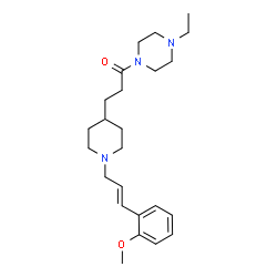 ChemSpider 2D Image | 1-(4-Ethyl-1-piperazinyl)-3-{1-[(2E)-3-(2-methoxyphenyl)-2-propen-1-yl]-4-piperidinyl}-1-propanone | C24H37N3O2